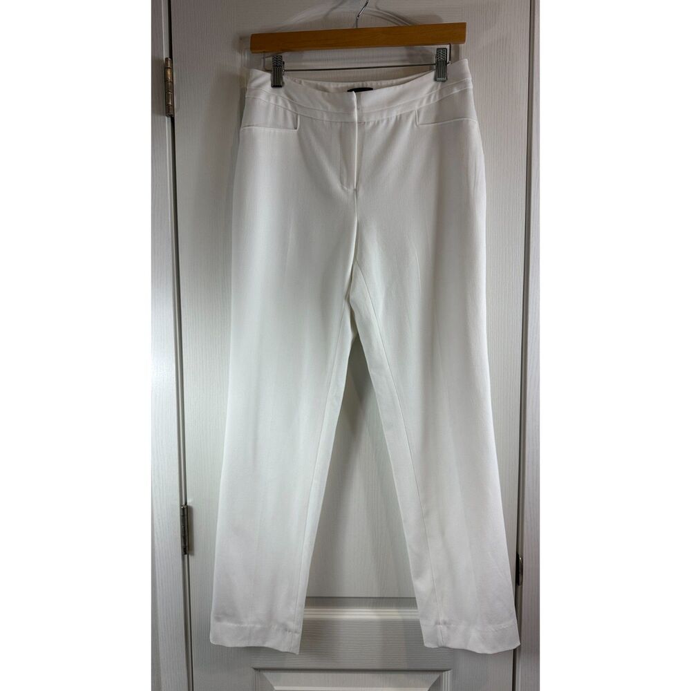Rafaella Women's Curvy White Pants Lined Polyester Rayon Spandex Size 4